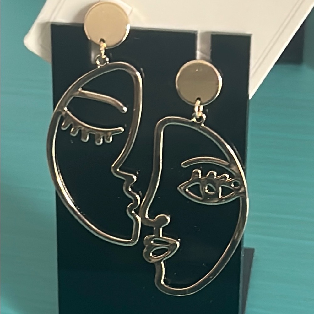 New Lot 5 Pais of Gold Wood and Multicolor Art Deco Boho Style Drop Earrings Set - Picture 6 of 12